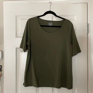 Chico’s “Touch of Cool” tee, size 3 (XL), Olive